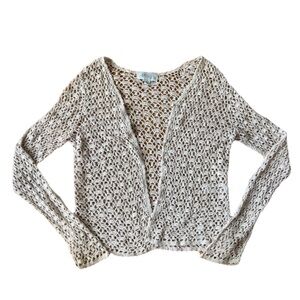 cream button up crochet cardigan